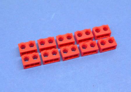 LEGO 10 x Technik Lochstein 1x2 2 LÃ¶cher rot Red Technic Brick 1x2 with 32000