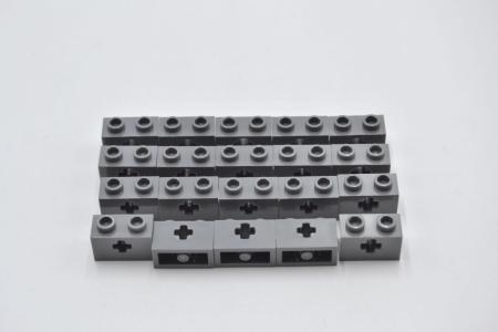 LEGO 20 x Lochstein neues dunkelgrau Dark Bluish Gray Technic Brick 1x2 32064