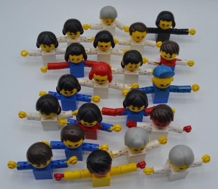 LEGO 21 x alte Großkopf Figuren Kopfbedeckung Classic gelb blau weiß schwarz