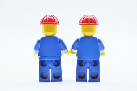 LEGO 2 x Figur Minifigur Arbeiter Construction Worker pln076 aus Set 6658