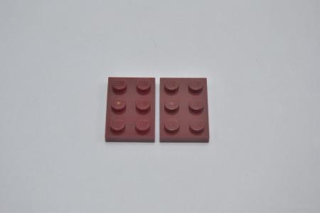 LEGO 2 x Basisplatte Bauplatte dunkelrot Dark Red Basic Plate 2x3 3021 4177047