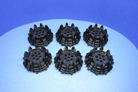 LEGO 6 x Rad schwarz Black Wheel Hard Plastic with Small Cleats Flanges 64712