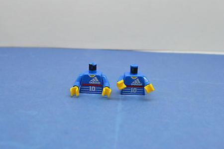 LEGO 2 x Oberkörper Torso Fußball Fussball Zidane adidas 937px26 blau #Fi5