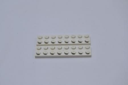 LEGO 2 x Leiterplatte weiÃŸ White Electric Plate 2x8 with Contacts 4758