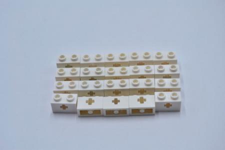 LEGO 20 x Lochstein Kreuz weiÃŸ White Technic Brick 1x2 with Axle Hole 32064