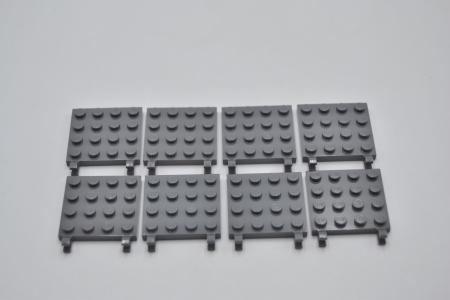 LEGO 8 x Platte Clip neues dunkelgrau Dark Bluish Gray Plate Modified 4x4 11399