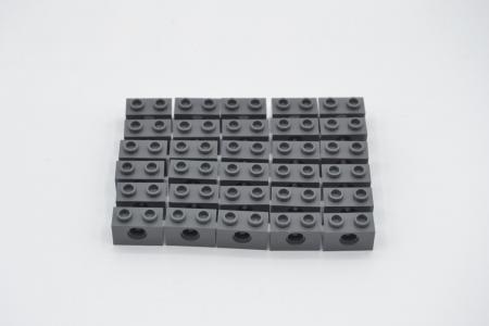 LEGO 30 x Technic Stein 1 Loch neues dunkelgrau Dark Bluish Gray Brick 1x2 3700