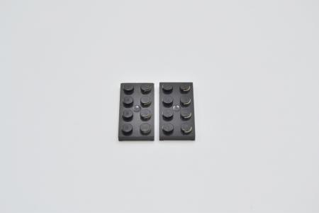 LEGO 2 x Kontaktplatte schwarz Black Electric Plate 2x4 with Contacts 4757