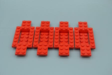 LEGO 4 x Fahrgestell rot Red Vehicle Base 4x10x2/3 4x2 Recessed Center 30029 