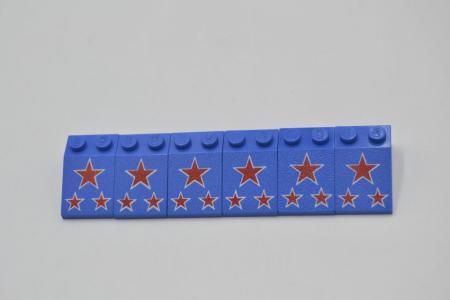 LEGO 6 x SchrÃ¤gstein blau Blue Slope 33 3x2 with Stars Pattern 3298p21
