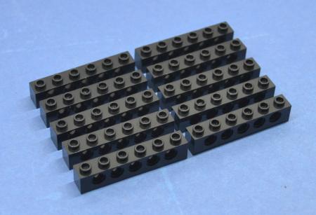 LEGO 10 x Lochstein Lochbalken schwarz Black Technic Brick 1x6 with Holes 3894
