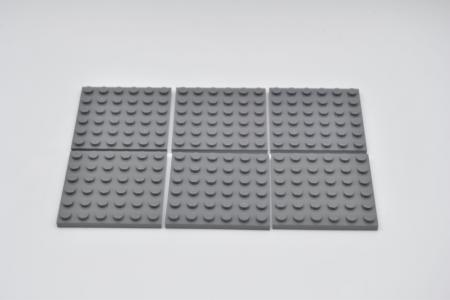 LEGO 6 x Basisplatte neues dunkelgrau Dark Bluish Gray Plate 6x6 3958 