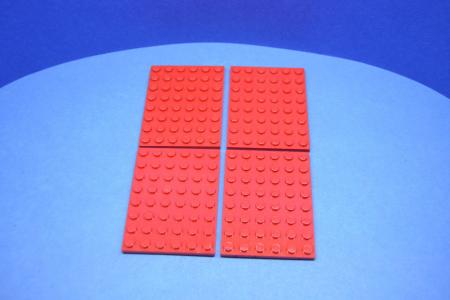 LEGO 4 x Basisplatte Grundplatte Bauplatte rot Red Basic Plate 6x8 3036