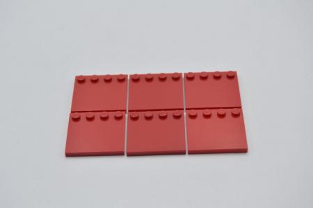 LEGO 6 x Fliese mit Randnoppe rot Red Tile Modified 4x4 with Studs on Edge 6179