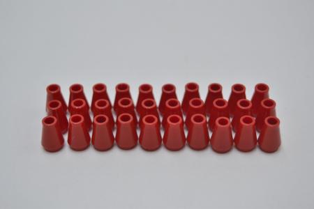 LEGO 30 x Kegel ohne Rille rot Red Cone 1x1 without Top Groove 4589