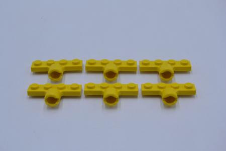 LEGO 6 x Kupplung gelb Yellow Plate Mod. 1x4 with Tow Ball Socket 2 Slots 3183a