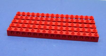 LEGO 5 x Lochstein Lochbalken rot Red Technic Brick 1x16 with Holes 3703