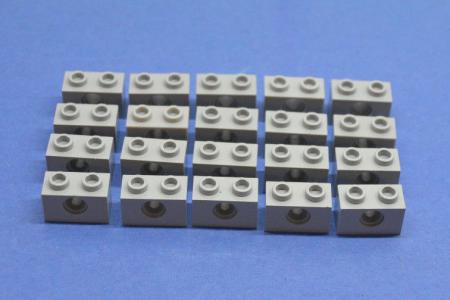 LEGO 20 x Technik Technic Lochstein 1x2 1 Loch neuhell grau hole brick 3700