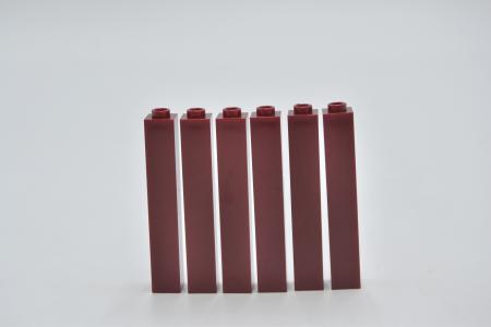 LEGO 6 x StÃ¼tze offen dunkelrot Dark Red Brick 1x1x5 Open or Hollow Stud 2453a