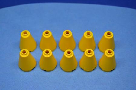 LEGO 10 x Kegelstein Zylinder offen gelb Yellow Cone 2x2x2 Open Stud 3942c