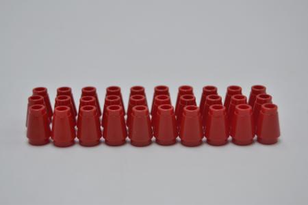 LEGO 30 x Kegel mit Rille rot Red Cone 1x1 with Top Groove 4589b