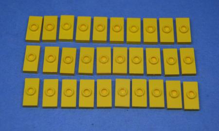 LEGO 30 x Fliese Noppe gelb Yellow Plate 1x2 1 Stud without Groove 3794a