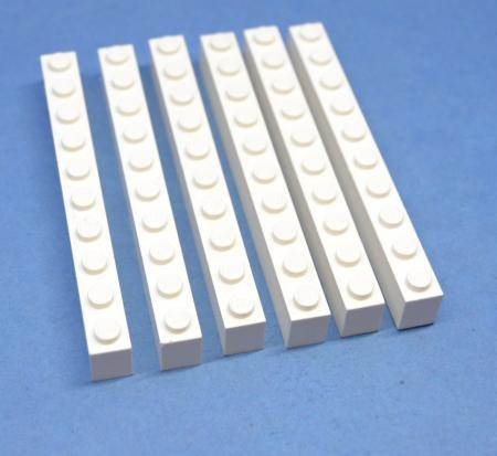 LEGO 6 x Basisstein Grundbaustein Baustein weiÃŸ White Basic Brick 1x10 6111