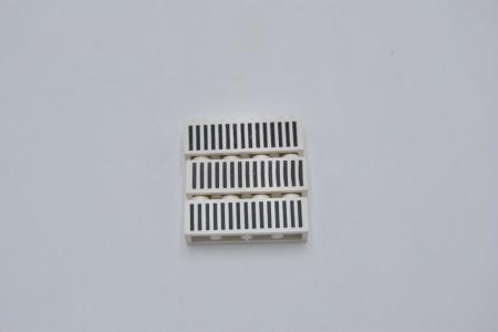 LEGO 3 x Stein bedruckt weiÃŸ White Brick 1x4 Grille Pattern 15 Bars 3010p04