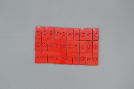LEGO 30 x Fliese mit Noppe rot Red Plate Mod. 1x2 1 Stud without Groove 3794a
