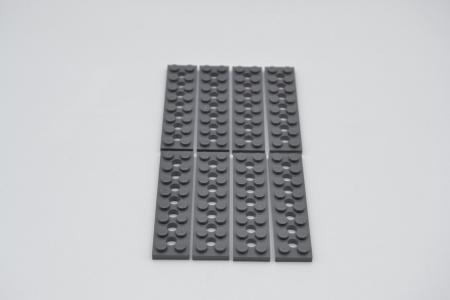 LEGO 8 x Technic Platte neues dunkelgrau Dark Bluish Gray Plate 2x8 7 Holes 3738