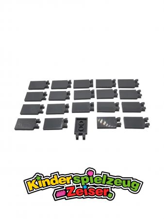 LEGO 20 x Fliese Fahne neues dunkelgrau Dark Bluish Gray 2x3 2 U Clips 30350c