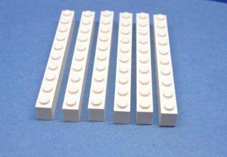 LEGO 6 x Basisstein Grundbaustein Baustein weiÃŸ White Basic Brick 1x10 6111