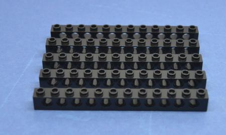 LEGO 5 x Lochstein Lochbalken schwarz Black Technic Brick 1x12 with Holes 3895