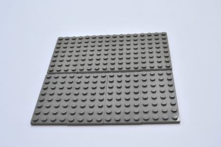 LEGO 8 x Basisplatte Bauplatte alt dunkelgrau Dark Gray Basic Plate 4x8 3035 