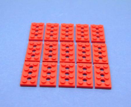 LEGO 15 x Technik Platte rot Red Technic Plate 2x4 with 3 Holes 3709b 370921