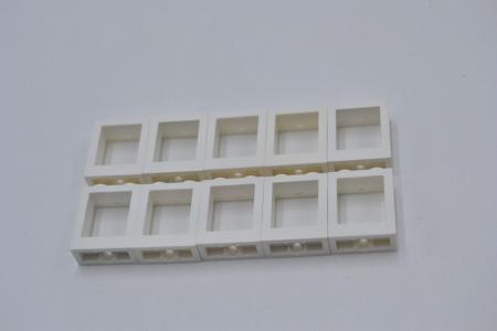 LEGO 10 x Fenster Fensterrahmen weiÃŸ White Window 1x2x2 Flat Front 60592