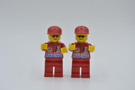 LEGO 2 x Figur Minifigur Octan Racing Rennfahrer Racer rot oct034 aus Set 6337