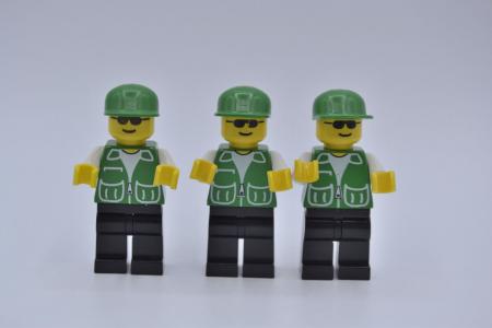 LEGO 3 x Figur Minifigur Arbeiter grÃ¼ne Jacke Cap grÃ¼n pck022 aus Set 2147 9287