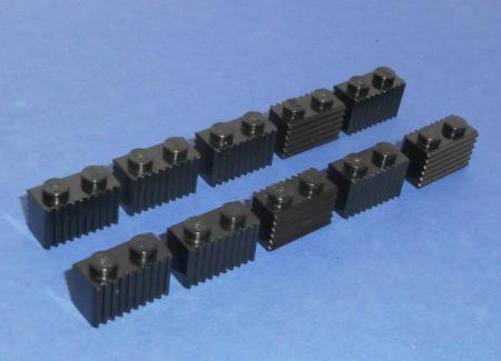 LEGO 10 x Steine 1x2 geriffelt Grill schwarz black grooved brick 2877 287726