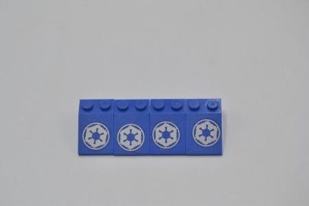 LEGO 4 x SchrÃ¤gstein blau Blue Slope 33 3x2 SW Imperial Logo Pattern 3298pb034