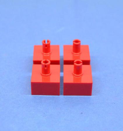 LEGO 4 x Technic Stein modifiziert Pin rot Red Brick Modified 2x2 No Studs 4729