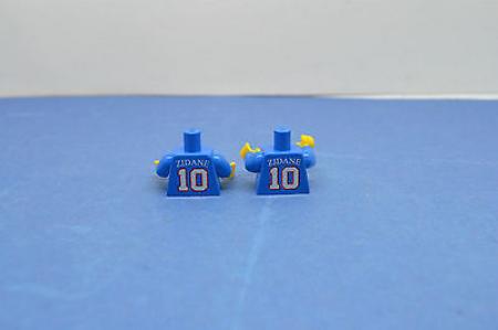 LEGO 2 x Oberkörper Torso Fußball Fussball Zidane adidas 937px26 blau #Fi5