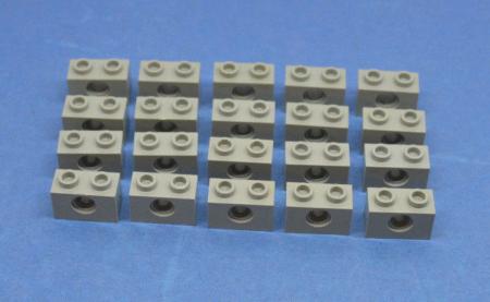 LEGO 20 x Technik Lochstein althell grau Light Gray Technic Brick 1x2 Hole 3700