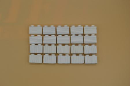 LEGO 20 x Stein geriffelt weiÃŸ White Brick Mod. 1x2 Grille Fluted Profile 2877