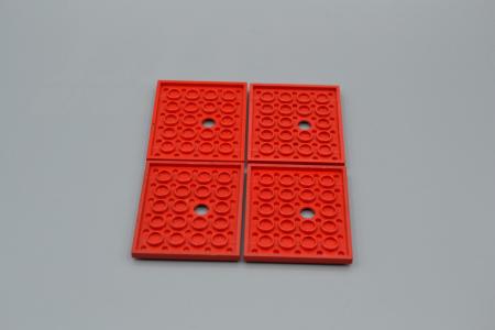 LEGO 4 x Platte mit Loch rot Red Plate Modified 5x6 with Hole 711