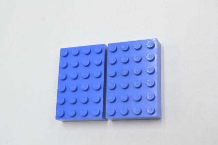 LEGO 2 x Bauplatte Grundplatte dick 6x4 Noppen blau Blue Brick 4x6 2356