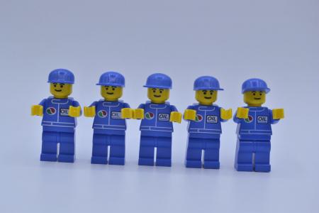LEGO 5 x Figur Minifigur blau Octan Tankstelle oil blue legs cap oct016