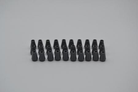 LEGO 30 x Kegel neues dunkelgrau Dark Bluish Gray Cone 1x1 with Top Groove 4589b