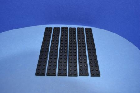LEGO 6 x Basisplatte Bauplatte Grundplatte schwarz Black Basic Plate 2x16 4282
