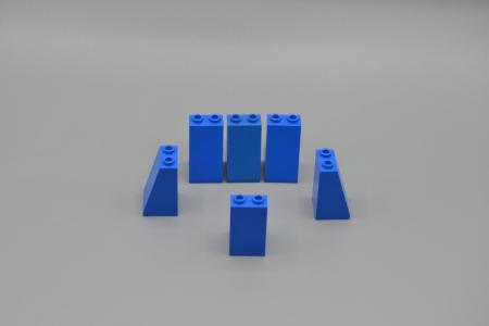 LEGO 6 x SchrÃ¤gstein blau Blue Slope 75 2x2x3 Hollow Studs 3684a